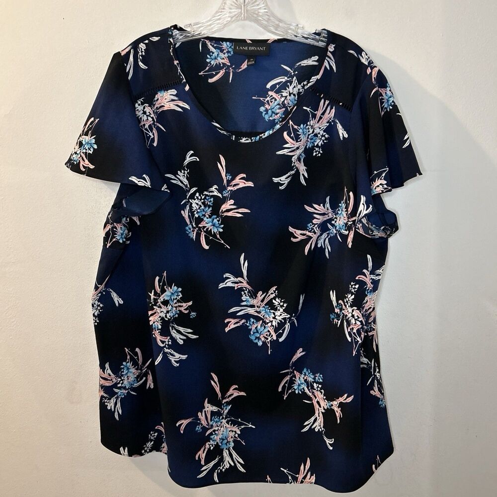 Lane Bryant top size 20 Womens Short Sleeve Blue Floral